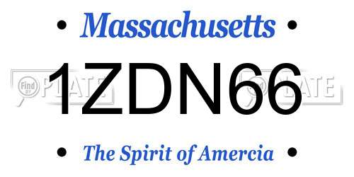 1ZDN66 Massachusetts License Plate