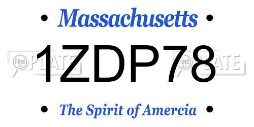 1ZDP78 Massachusetts License Plate