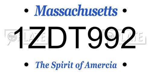 1ZDT992 Massachusetts License Plate