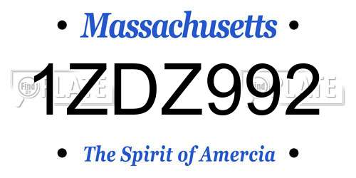 1ZDZ992 Massachusetts License Plate