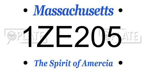 1ZE205 Massachusetts License Plate
