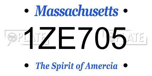 1ZE705 Massachusetts License Plate