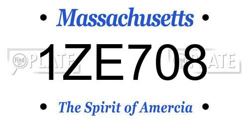 1ZE708 Massachusetts License Plate