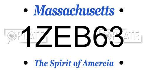 1ZEB63 Massachusetts License Plate