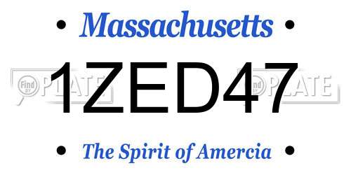 1ZED47 Massachusetts License Plate