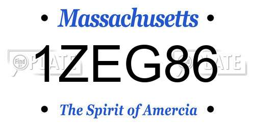 1ZEG86 Massachusetts License Plate