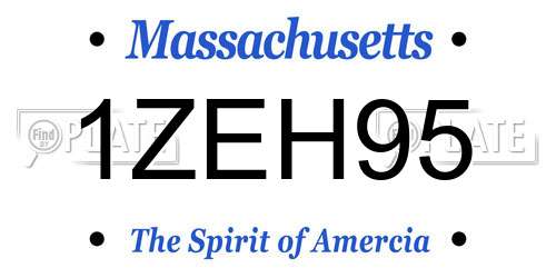 1ZEH95 Massachusetts License Plate