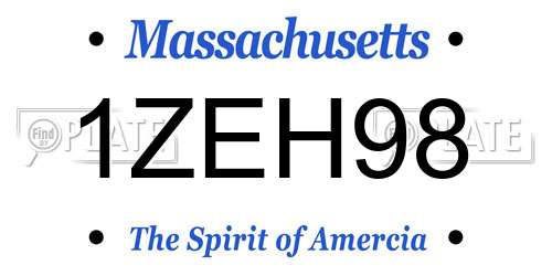 1ZEH98 Massachusetts License Plate