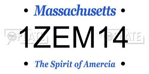 1ZEM14 Massachusetts License Plate