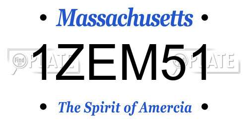 1ZEM51 Massachusetts License Plate