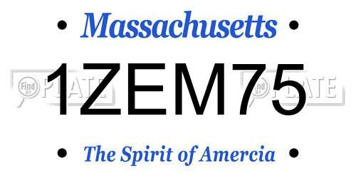 1ZEM75 Massachusetts License Plate