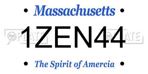 1ZEN44 Massachusetts License Plate