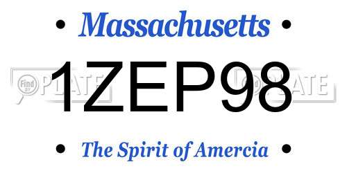 1ZEP98 Massachusetts License Plate