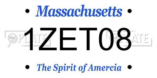 1ZET08 Massachusetts License Plate