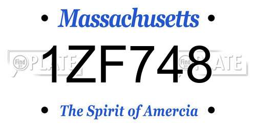 1ZF748 Massachusetts License Plate