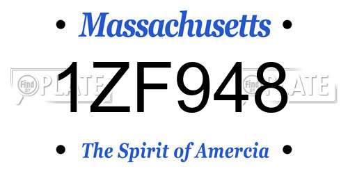 1ZF948 Massachusetts License Plate