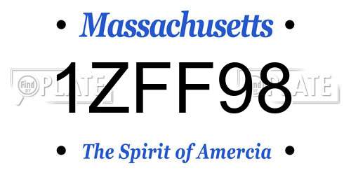 1ZFF98 Massachusetts License Plate