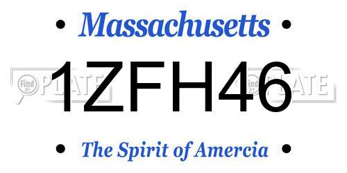 1ZFH46 Massachusetts License Plate