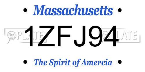 1ZFJ94 Massachusetts License Plate