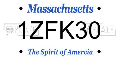 1ZFK30 Massachusetts License Plate