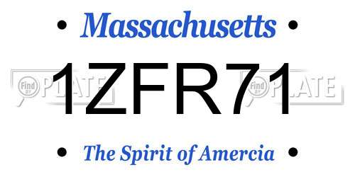 1ZFR71 Massachusetts License Plate