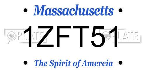 1ZFT51 Massachusetts License Plate