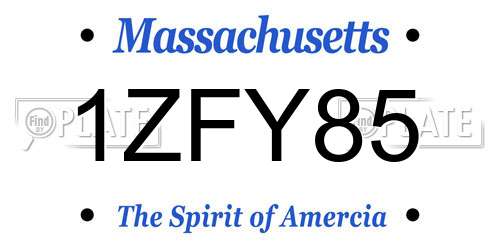 1ZFY85 Massachusetts License Plate