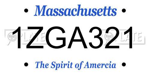 1ZGA321 Massachusetts License Plate
