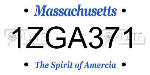 1ZGA371 Massachusetts License Plate