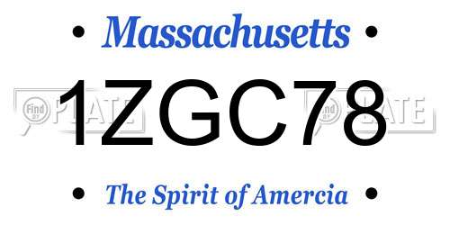 1ZGC78 Massachusetts License Plate