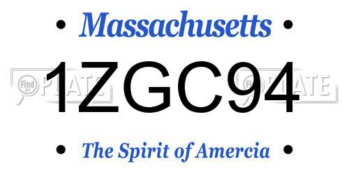 1ZGC94 Massachusetts License Plate