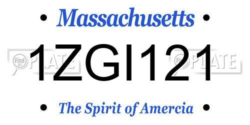 1ZGI121 Massachusetts License Plate