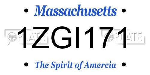 1ZGI171 Massachusetts License Plate