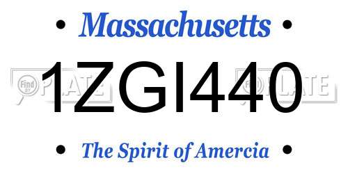 1ZGI440 Massachusetts License Plate