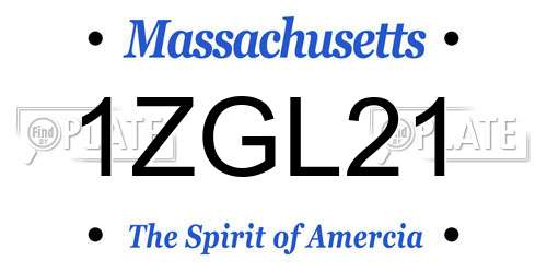 1ZGL21 Massachusetts License Plate