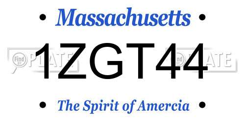 1ZGT44 Massachusetts License Plate