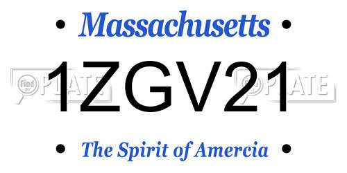 1ZGV21 Massachusetts License Plate