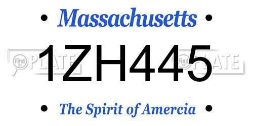 1ZH445 Massachusetts License Plate