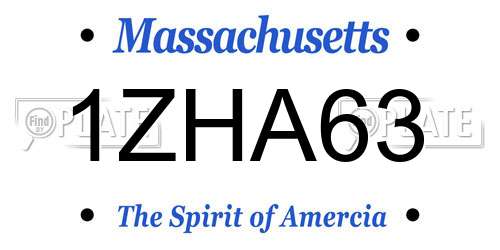 1ZHA63 Massachusetts License Plate