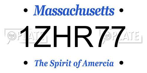1ZHR77 Massachusetts License Plate