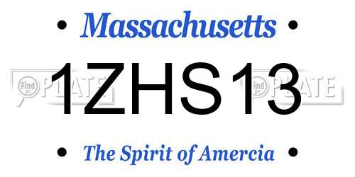 1ZHS13 Massachusetts License Plate