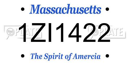 1ZI1422 Massachusetts License Plate