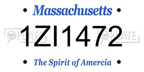 1ZI1472 Massachusetts License Plate