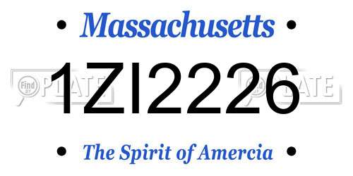 1ZI2226 Massachusetts License Plate