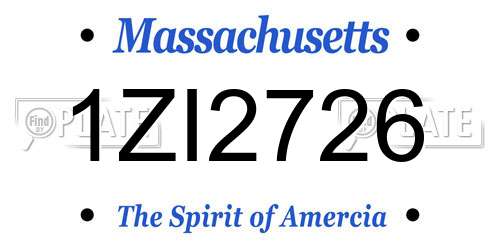 1ZI2726 Massachusetts License Plate