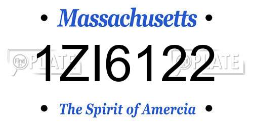 1ZI6122 Massachusetts License Plate