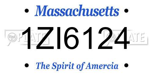 1ZI6124 Massachusetts License Plate