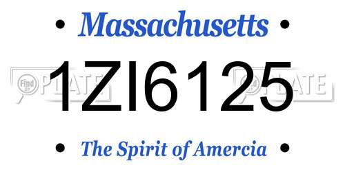 1ZI6125 Massachusetts License Plate
