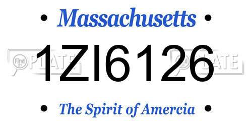 1ZI6126 Massachusetts License Plate