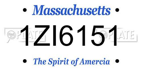 1ZI6151 Massachusetts License Plate